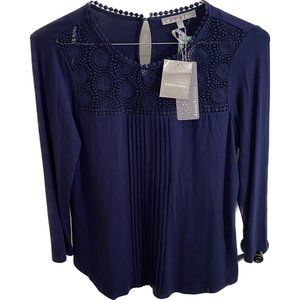 Daniel Rain Boho Blue Long Sleeve  Top Size Small Nwt